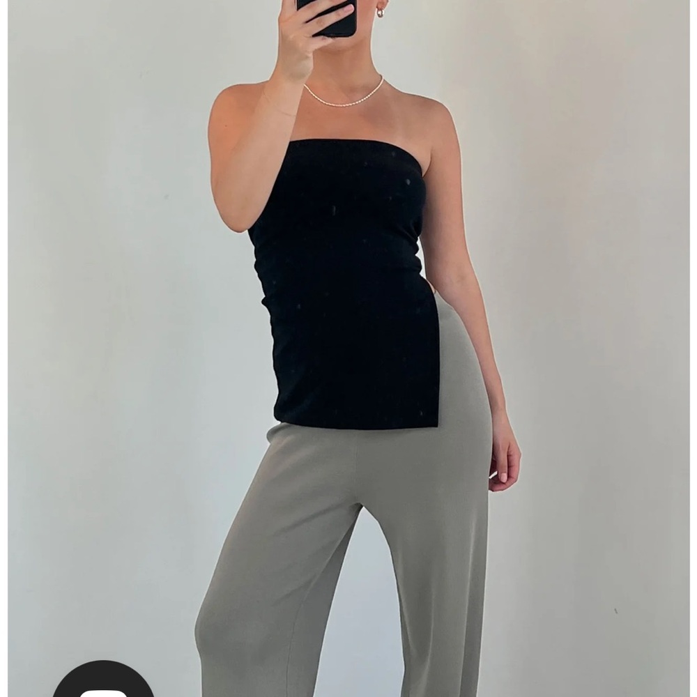 Oak + Fort Side Slit Black Tube Top